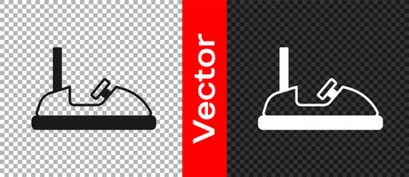 Black Bumper car icon isolated on transparent background. Amusement park. Childrens entertainment playground, recreation park. Vectorのイラスト素材