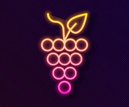 Glowing neon line Bunch of grapes icon isolated on black background. Vectorのイラスト素材