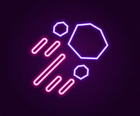 Glowing neon line Flying stone icon isolated on black background. Colorful outline concept. Vectorのイラスト素材