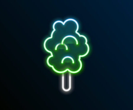 Glowing neon line Cotton candy icon isolated on black background. Colorful outline concept. Vectorのイラスト素材