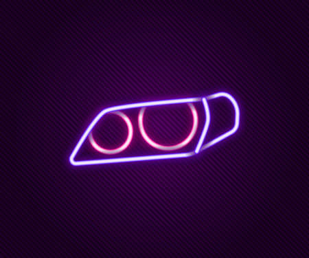 Glowing neon line Car headlight icon isolated on black background. Colorful outline concept. Vectorのイラスト素材
