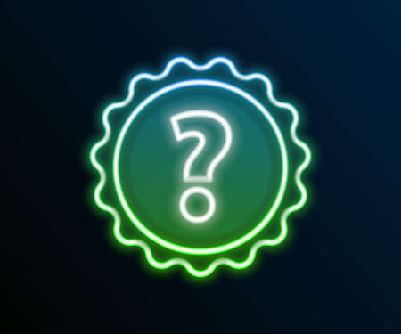 Glowing neon line Question mark icon isolated on black background. FAQ sign. Copy files, chat speech bubble and chart. Colorful outline concept. Vectorのイラスト素材