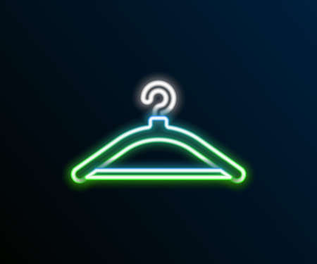 Glowing neon line Hanger wardrobe icon isolated on black background. Cloakroom icon. Clothes service symbol. Laundry hanger sign. Colorful outline concept. Vectorのイラスト素材