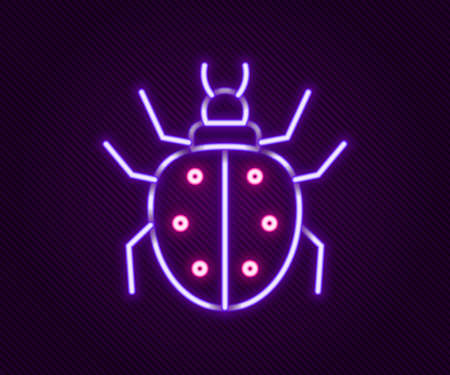 Glowing neon line Mite icon isolated on black background. Colorful outline concept. Vectorのイラスト素材