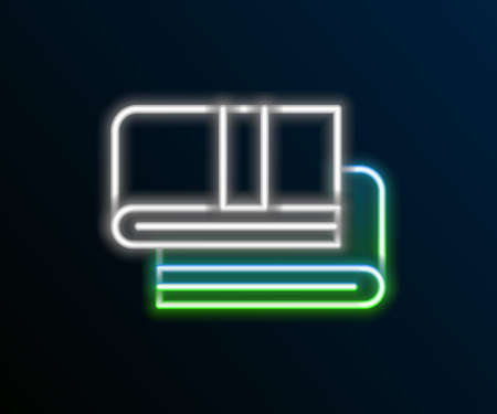 Glowing neon line Towel stack icon isolated on black background. Colorful outline concept. Vectorのイラスト素材