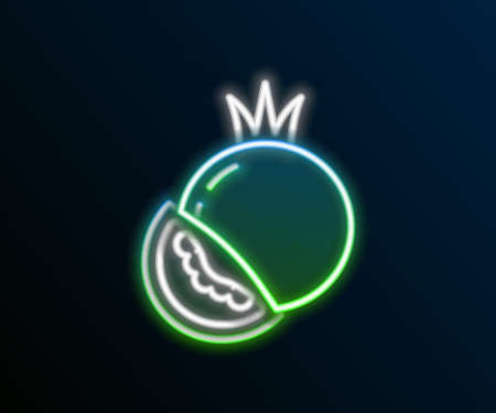 Glowing neon line Tomato icon isolated on black background. Colorful outline concept. Vectorのイラスト素材