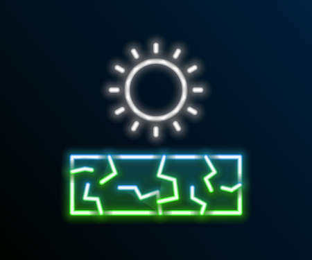 Glowing neon line Drought icon isolated on black background. Colorful outline concept. Vectorのイラスト素材
