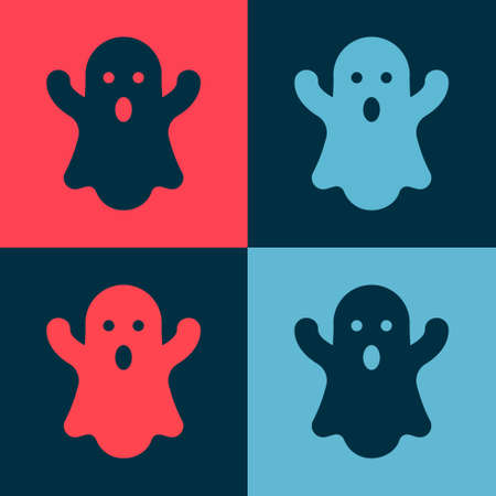 Pop art Ghost icon isolated on color background. Happy Halloween party. Vectorのイラスト素材