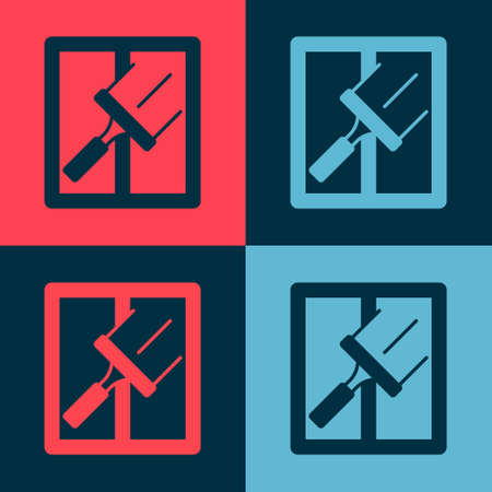 Pop art Cleaning service with of rubber cleaner for windows icon isolated on color background. Squeegee, scraper, wiper. Vectorのイラスト素材
