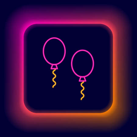 Glowing neon line Balloons with ribbons icon isolated on black background. Colorful outline concept. Vectorのイラスト素材