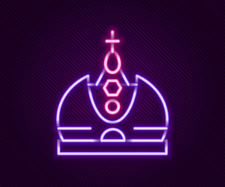 Glowing neon line King crown icon isolated on black background. Colorful outline concept. Vectorのイラスト素材
