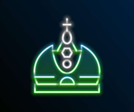 Glowing neon line King crown icon isolated on black background. Colorful outline concept. Vectorのイラスト素材