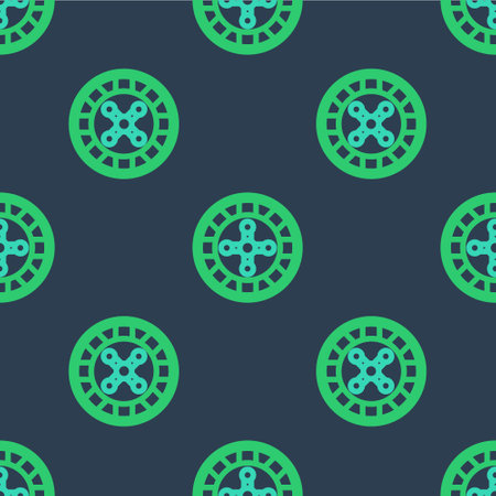 Line Casino roulette wheel icon isolated seamless pattern on blue background. Vectorのイラスト素材