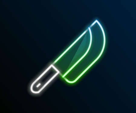 Glowing neon line Knife icon isolated on black background. Cutlery symbol. Happy Halloween party. Colorful outline concept. Vectorのイラスト素材