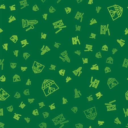 Set line Striker attraction with hammer, Circus tent and Drum drum sticks on seamless pattern. Vectorのイラスト素材