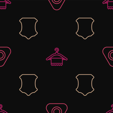 Set line Sewing chalk, Leather and Hanger wardrobe on seamless pattern. Vector.のイラスト素材