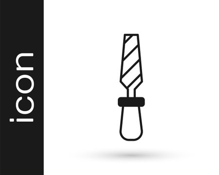 Black Rasp metal file icon isolated on white background. Rasp for working with wood and metal. Tool for workbench, workshop. Vectorのイラスト素材