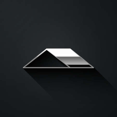 Silver Skate park icon isolated on black background. Set of ramp, roller, stairs for a skatepark. Extreme sport. Long shadow style. Vectorのイラスト素材