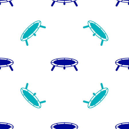 Blue Jumping trampoline icon isolated seamless pattern on white background. Vectorのイラスト素材