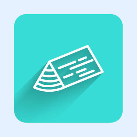 White line Wooden beam icon isolated with long shadow background. Lumber beam plank. Green square button. Vectorのイラスト素材