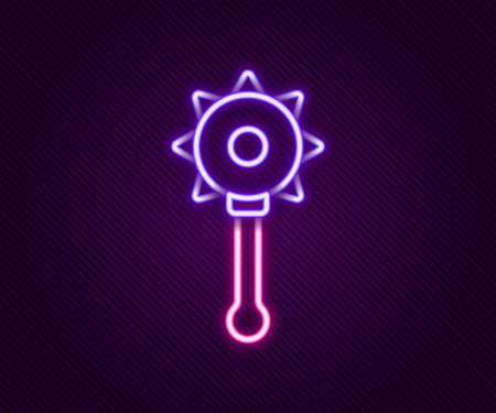 Glowing neon line Medieval chained mace ball icon isolated on black background. Medieval weapon. Colorful outline concept. Vectorのイラスト素材