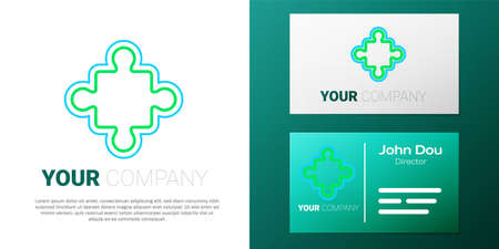 Line Puzzle pieces toy icon isolated on white background. Colorful outline concept. Vectorのイラスト素材