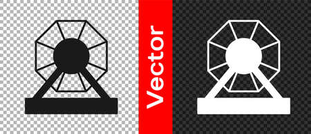Black Lottery machine icon isolated on transparent background. Lotto bingo game of luck concept. Wheel drum leisure. Vectorのイラスト素材