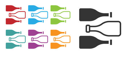 Black Bottles of wine icon isolated on white background. Set icons colorful. Vectorのイラスト素材