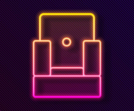 Glowing neon line Cinema chair icon isolated on black background. Vectorのイラスト素材