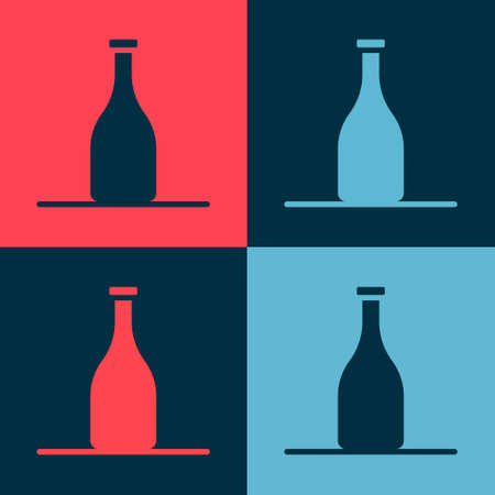 Pop art Bottle of wine icon isolated on color background. Vectorのイラスト素材