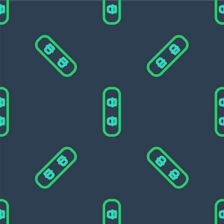 Line Snowboard icon isolated seamless pattern on blue background. Snowboarding board icon. Extreme sport. Sport equipment. Vectorのイラスト素材