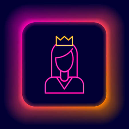 Glowing neon line Princess icon isolated on black background. Colorful outline concept. Vectorのイラスト素材