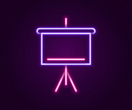 Glowing neon line Chalkboard icon isolated on black background. School Blackboard sign. Colorful outline concept. Vectorのイラスト素材