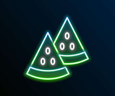 Glowing neon line Watermelon icon isolated on black background. Colorful outline concept. Vectorのイラスト素材