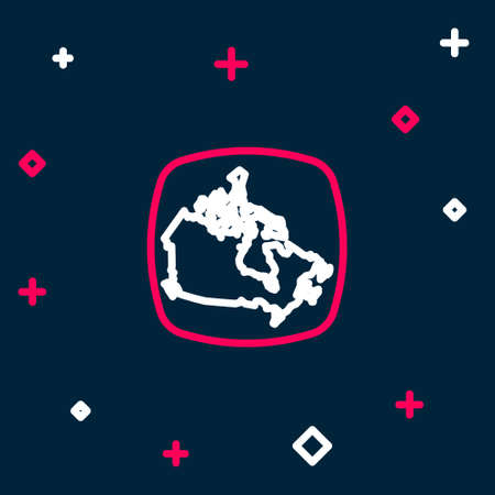 Line Canada map icon isolated on blue background. Colorful outline concept. Vectorのイラスト素材