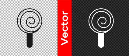 Black Lollipop icon isolated on transparent background. Candy sign. Food, delicious symbol. Vectorのイラスト素材