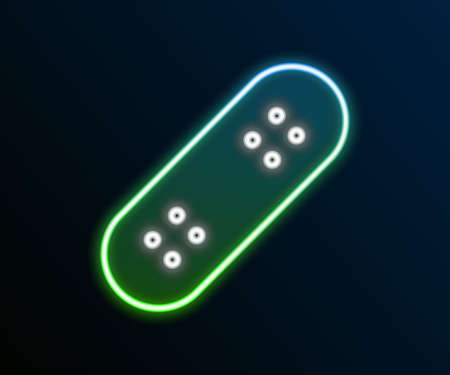 Glowing neon line Skateboard icon isolated on black background. Extreme sport. Sport equipment. Colorful outline concept. Vectorのイラスト素材