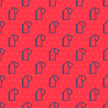 Blue line Sewing pattern icon isolated seamless pattern on red background. Markings for sewing. Vectorのイラスト素材