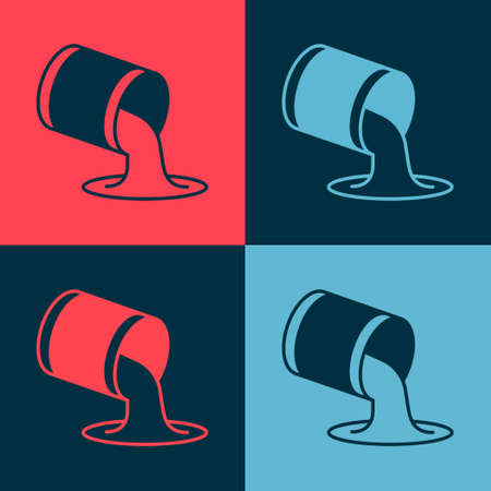 Pop art Paint bucket icon isolated on color background. Vectorのイラスト素材