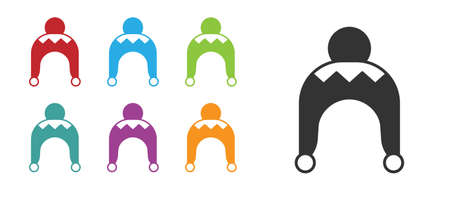 Black Winter hat icon isolated on white background. Set icons colorful. Vectorのイラスト素材