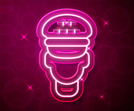 Glowing neon line Taxi driver icon isolated on red background. Vectorのイラスト素材