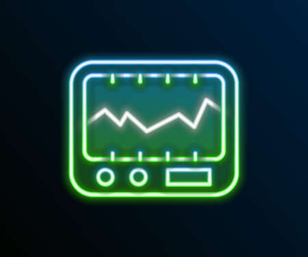 Glowing neon line Electrical measuring instrument icon isolated on black background. Analog devices. Measuring device laboratory research. Colorful outline concept. Vectorのイラスト素材