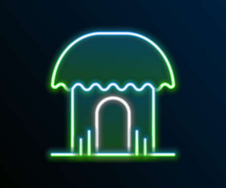 Glowing neon line African hut icon isolated on black background. African house symbol. Colorful outline concept. Vectorのイラスト素材