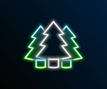 Glowing neon line Christmas tree icon isolated on black background. Merry Christmas and Happy New Year. Colorful outline concept. Vectorのイラスト素材