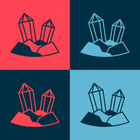 Pop art Gem stone icon isolated on color background. Jewelry symbol. Diamond. Vectorのイラスト素材