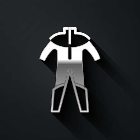 Silver Wetsuit for scuba diving icon isolated on black background. Diving underwater equipment. Long shadow style. Vectorのイラスト素材