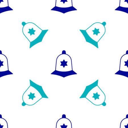 Blue British police helmet icon isolated seamless pattern on white background. Vectorのイラスト素材