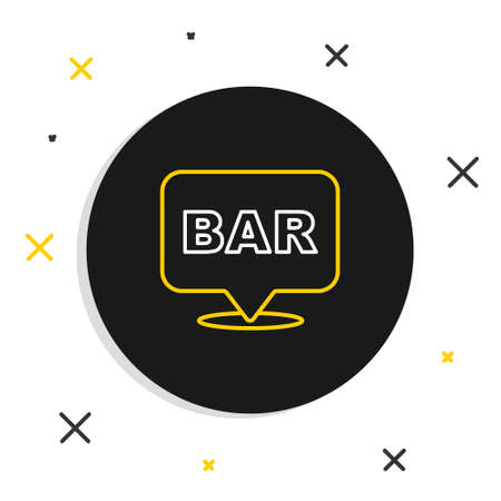 Illustrazione per Line Alcohol or beer bar location icon isolated on white background. Symbol of drinking, pub, club, bar. Colorful outline concept. Vector - Immagini Royalty Free