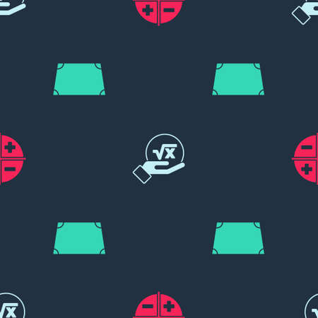 Set XYZ Coordinate system, Square root of x glyph and Acute trapezoid shape on seamless pattern. Vectorのイラスト素材