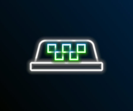 Glowing neon line Taxi car roof icon isolated on black background. Colorful outline concept. Vectorのイラスト素材